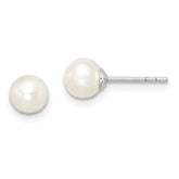 Sterling Silver Madi K Rhodium-plated 5-6mm White Round Freshwater Cultured Pearl Post Earrings