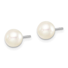 Sterling Silver Madi K Rhodium-plated 6-7mm White Round Freshwater Cultured Pearl Post Earrings