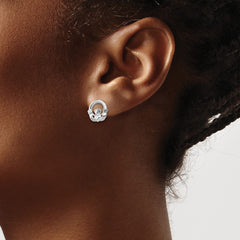 De-Ani Sterling Silver Rhodium-Plated Polished Claddagh Post Earrings