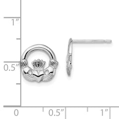 De-Ani Sterling Silver Rhodium-Plated Polished Claddagh Post Earrings