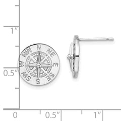 De-Ani Sterling Silver Rhodium-Plated Mini Nautical Compass Post Earrings