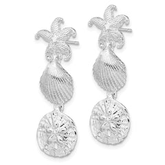 De-Ani Sterling Silver Rhodium-Plated Polished Sea Life Dangle Post Earrings - 2