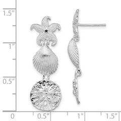 De-Ani Sterling Silver Rhodium-Plated Polished Sea Life Dangle Post Earrings - 2