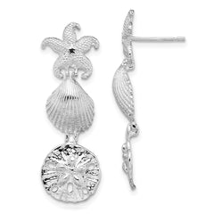 De-Ani Sterling Silver Rhodium-Plated Polished Sea Life Dangle Post Earrings - 2