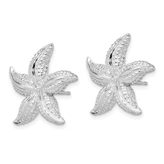 De-Ani Sterling Silver Rhodium-Plated Polished Starfish Post Earrings - 4