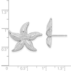 De-Ani Sterling Silver Rhodium-Plated Polished Starfish Post Earrings - 4
