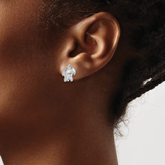 De-Ani Sterling Silver Rhodium-Plated Polished Mini Sea Turtle Post Earrings