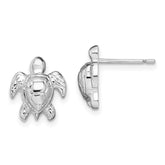 De-Ani Sterling Silver Rhodium-Plated Polished Mini Sea Turtle Post Earrings