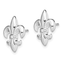 De-Ani Sterling Silver Rhodium-Plated Polished Small Fleur de Lis Post Earrings