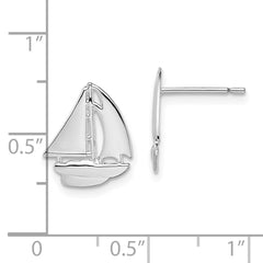 De-Ani Sterling Silver Rhodium-Plated Polished Small Sailboat Post Earrings