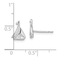 De-Ani Sterling Silver Rhodium-Plated Polished Mini Sailboat Post Earrings