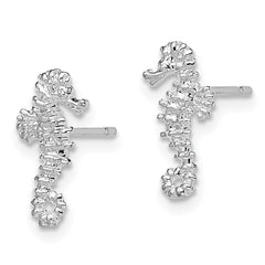 De-Ani Sterling Silver Rhodium-Plated Polished Mini Seahorse Post Earrings