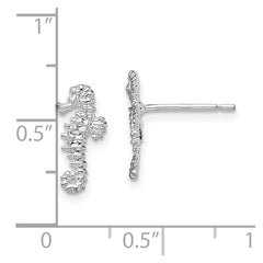 De-Ani Sterling Silver Rhodium-Plated Polished Mini Seahorse Post Earrings
