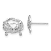 De-Ani Sterling Silver Rhodium-Plated Polished Small Blue Crab Post Earrings