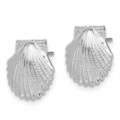 De-Ani Sterling Silver Rhodium-Plated Polished Scallop Shell Post Earrings - 2