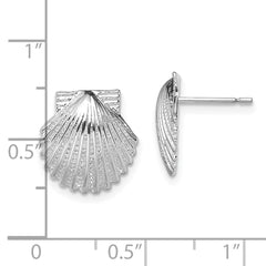 De-Ani Sterling Silver Rhodium-Plated Polished Scallop Shell Post Earrings - 2