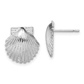 De-Ani Sterling Silver Rhodium-Plated Polished Scallop Shell Post Earrings - 2
