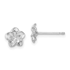 De-Ani Sterling Silver Rhodium-Plated Polished Plumeria Flower Post Earrings