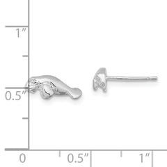 De-Ani Sterling Silver Rhodium-Plated Polished Mini Manatee Post Earrings