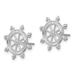 De-Ani Sterling Silver Rhodium-Plated Polished Ships Wheel Post Earrings
