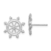 De-Ani Sterling Silver Rhodium-Plated Polished Ships Wheel Post Earrings