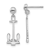 De-Ani Sterling Silver Rhodium-Plated Polished Anchor Dangle Post Earrings