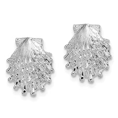 De-Ani Sterling Silver Rhodium-Plated Polished Lions Paw Shell Post Earrings