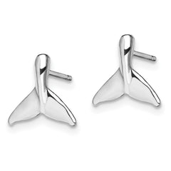 De-Ani Sterling Silver Rhodium-Plated Polished Mini Whale Tail Post Earrings