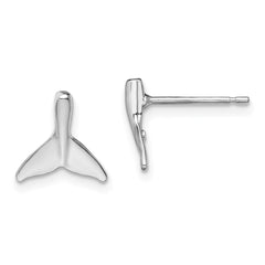 De-Ani Sterling Silver Rhodium-Plated Polished Mini Whale Tail Post Earrings