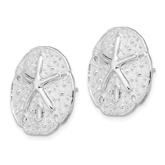 De-Ani Sterling Silver Rhodium-Plated Sand Dollar with Starfish Post Earrings