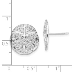 De-Ani Sterling Silver Rhodium-Plated Small Sand Dollar with Starfish Post Earrings