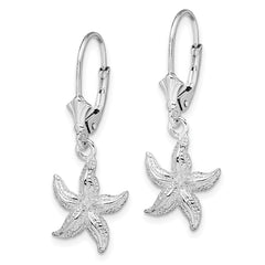 De-Ani Sterling Silver Rhodium-Plated Polished Starfish Leverback Earrings - 3