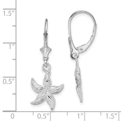 De-Ani Sterling Silver Rhodium-Plated Polished Starfish Leverback Earrings - 3