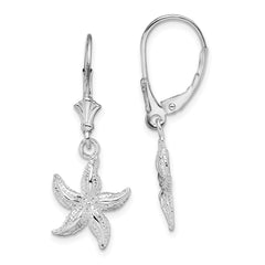 De-Ani Sterling Silver Rhodium-Plated Polished Starfish Leverback Earrings - 3