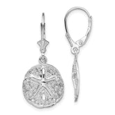 De-Ani Sterling Silver Rhodium-Plated Sand Dollar Starfish Leverback Earrings - 2