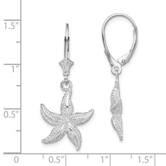 De-Ani Sterling Silver Rhodium-Plated Polished Starfish Leverback Earrings