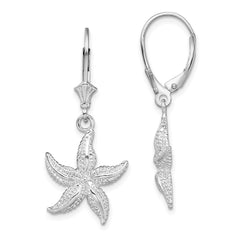 De-Ani Sterling Silver Rhodium-Plated Polished Starfish Leverback Earrings
