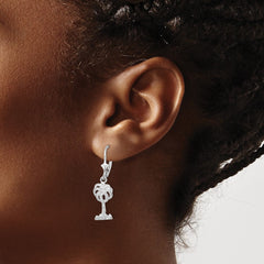 De-Ani Sterling Silver Rhodium-Plated Polished Palm Tree Leverback Earrings