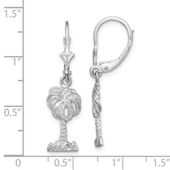 De-Ani Sterling Silver Rhodium-Plated Polished Palm Tree Leverback Earrings