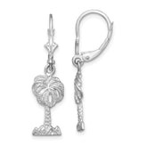 De-Ani Sterling Silver Rhodium-Plated Polished Palm Tree Leverback Earrings