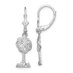 De-Ani Sterling Silver Rhodium-Plated Polished Palm Tree Leverback Earrings