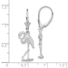 De-Ani Sterling Silver Rhodium-Plated Polished Flamingo Leverback Earrings
