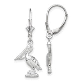 De-Ani Sterling Silver Rhodium-plated Polished 3D Small Pelican Leverback Earrings