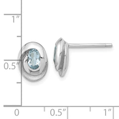 Sterling Silver Rh-plated Sky Blue Topaz Oval Post Earrings