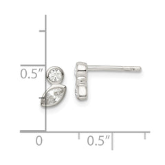 Sterling Silver Polished CZ Post Earrings - 2