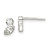 Sterling Silver Polished CZ Post Earrings - 2