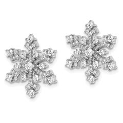 Sterling Silver Rhodium-plated CZ Snowflake Post Earrings - 2