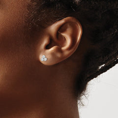 Sterling Silver RH Polished CZ Post Earrings