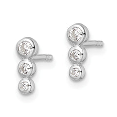 Sterling Silver RH Polished CZ Post Earrings - 2