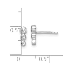 Sterling Silver RH Polished CZ Post Earrings - 2